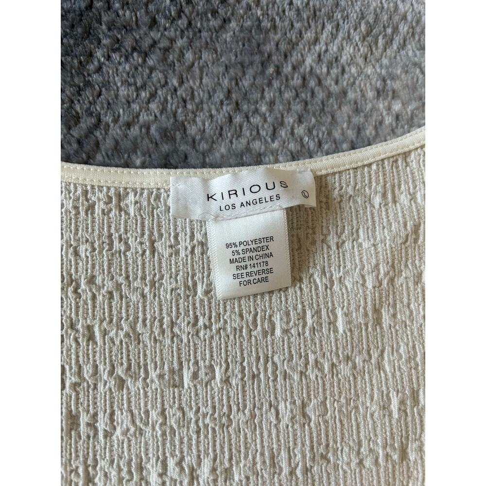 Kirious Los Angeles Cream Cropped Crinkle Long Sleeve Babydoll Peasant Top Large - Picture 10 of 12